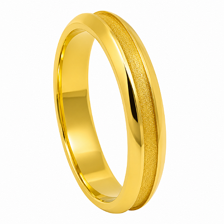 Aliança em Ouro 18K 4,20 mm Fina com Friso Texturizado