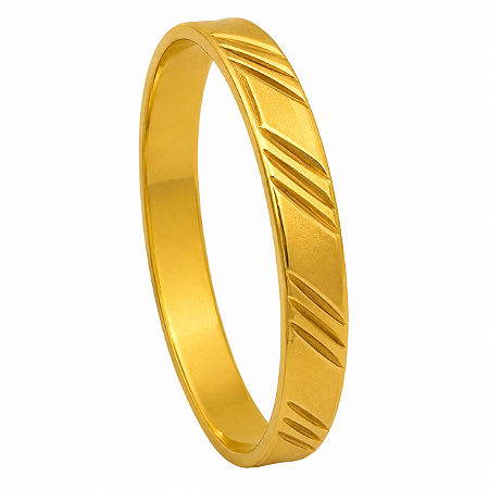 Aliança em Ouro 18K 3,20 mm com Cortes Diagonais