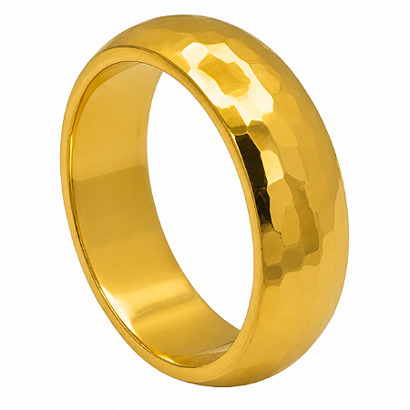 Aliança em Ouro 18K 6,00 mm com Acabamento Martelado
