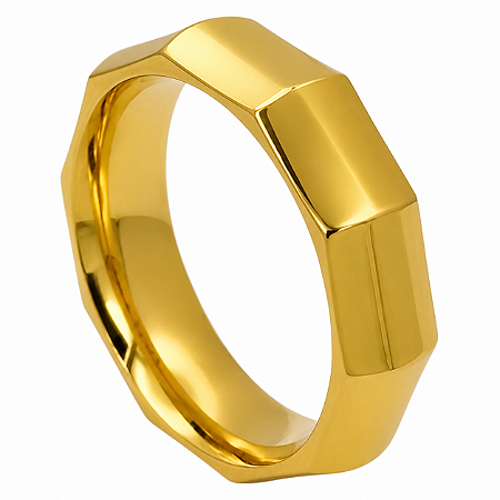 Aliança em Ouro 18K 5,50 mm Facetada Geométrica