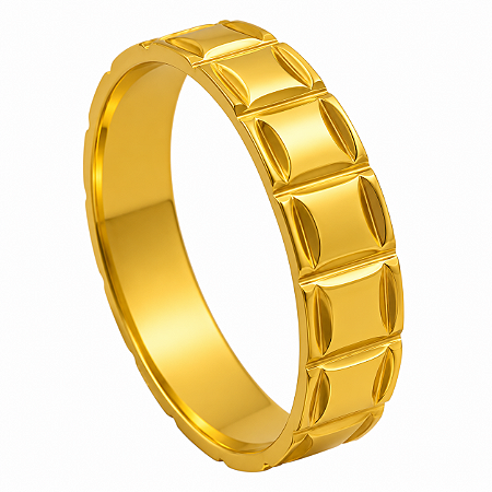 Aliança em Ouro 18K 5,00 mm com Gomos Esculpidos