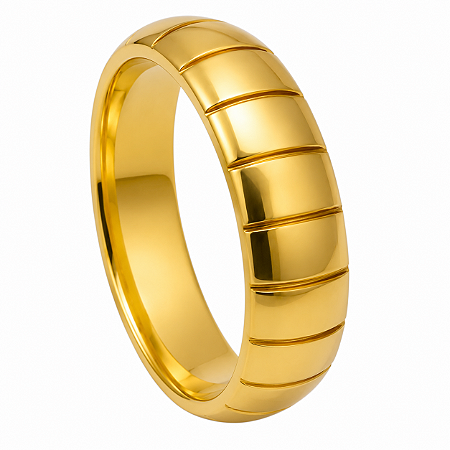 Aliança em Ouro 18K 6,50 mm com Gomos Polidos