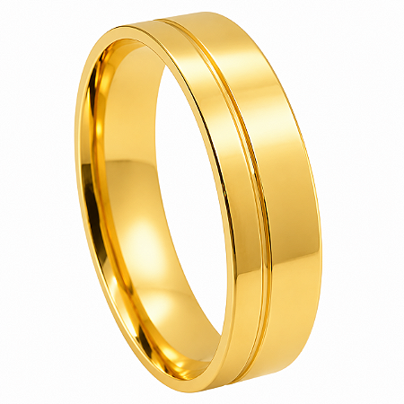 Aliança em Ouro 18K 6,00 mm com Friso Central