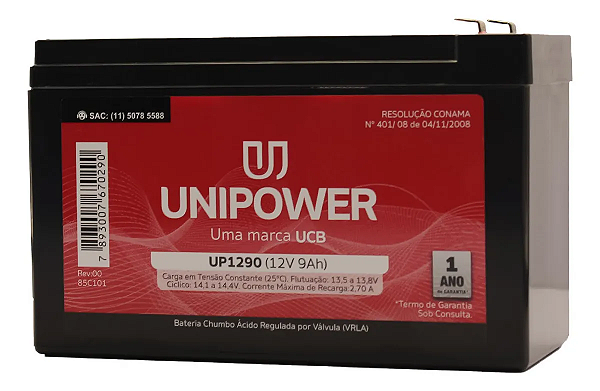 BATERIA SELADA NOBREAK BICICLETAS 12V 9A UP1290 O UNIPOWER