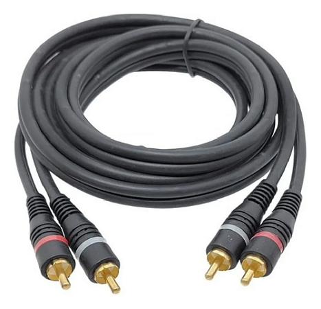 CABO 2 RCA + 2 RCA 1M 5MM PRETO DOURADO MXT