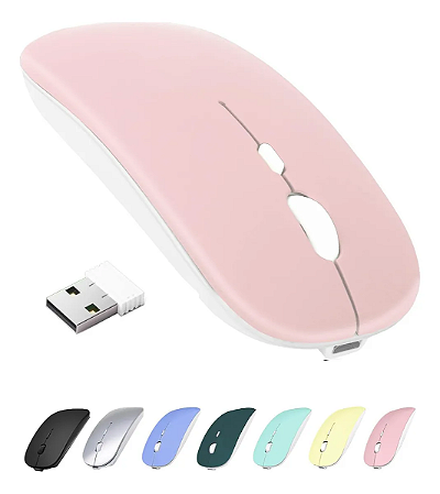 MOUSE SEM FIO BLUETOOTH COM BATERIA RECARREGAVEL USB ROSA XLIN