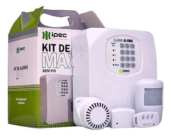 ALARME COMERCIAL E RESIDENCIAL SEM FIO KIT MAX IPEC