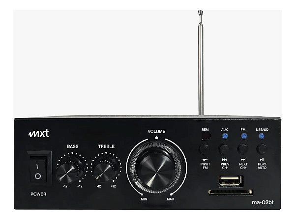 AMPLIFICADOR RECEIVER 60W, USB MP3 AUX, RESIDENCIAL E CARRO MA-02BT MXT