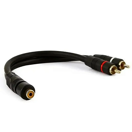 CABO Y 2RCA MACHO 1RCA FEMEA 25CM 5MM PRETO MXT