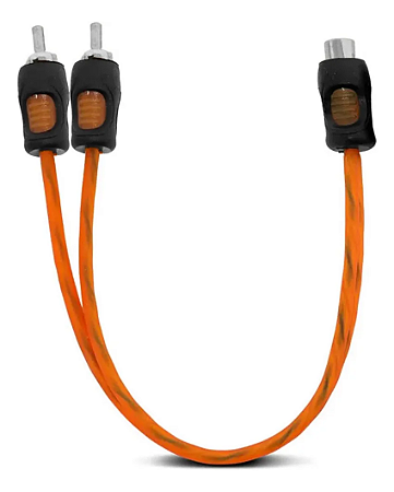 CABO Y 2 RCA MACHO + 1 RCA FEMEA 25CM LARANJA