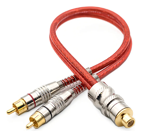 Cabo Y RCA 2 Machos 1 Femea Blindado Vermelho ETECH