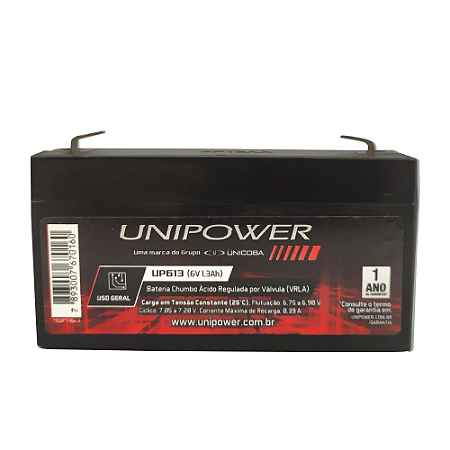 Bateria Selada  6V 1.3A  UP613 O UNIPOWER