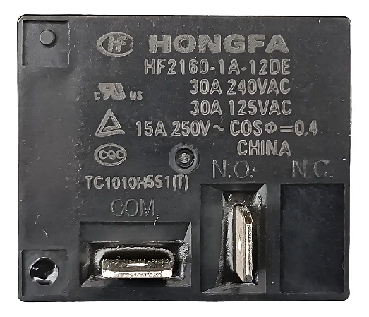 Rele para Ar Condicionado 2 Terminais 12V 30A HF2160 HONGFA