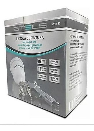 PISTOLA PINTURA PNEUMÁTICA TANQUE ALTO  600ml 5731455  STELS