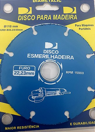 DISCO P/ MADEIRA FURO 22,2 mm P/ ESMERILHADEIRA
