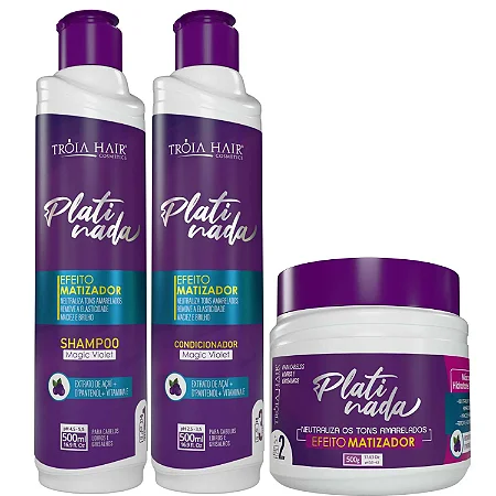 Kit Platinada Troia Hair Matizador 3 Itens