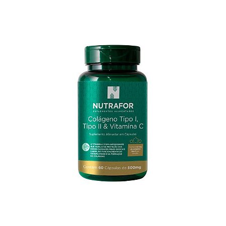 Colágeno Tipo I e Tipo II e Vitamina C 500 Mg - 60Caps