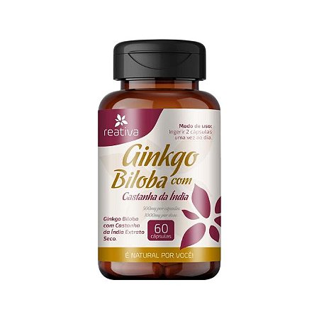 Ginkgo Biloba + Castanha da Índia 500mg suplemento Natural 60caps