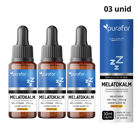 KIT 3 Melatokalm Suplemento Líquido com Melatonina 210mcg - Rápida Absorção e Sabor Maracujá