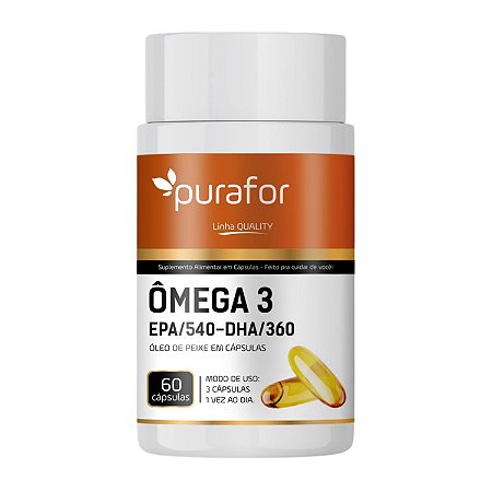 Ômega 3 Ultraconcentrado 1350mg EPA  DHA  Óleo de Peixe Puro – 60 Cápsulas Purafor