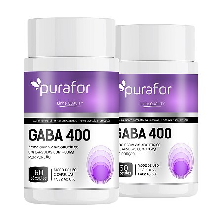 Kit 2 GABA 400mg - Ácido Gama Aminobutírico 60 cápsulas Purafor