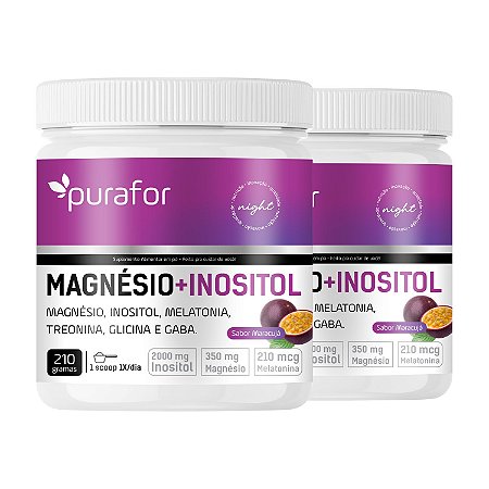 Kit 2 Magnésio e Inositol 210g Purafor Noite