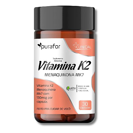 Vitamina K2 Menaquinona MK7 Purafor – 30 Cápsulas | Qualidade e Alta Biodisponibilidade