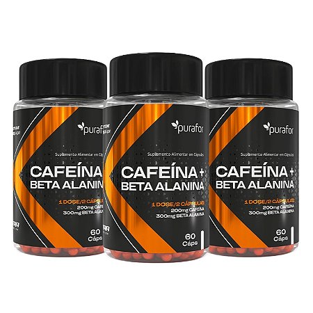 Kit 3x Cafeína + Beta Alanina Purafor - 60 Caps Xtra Nutrition