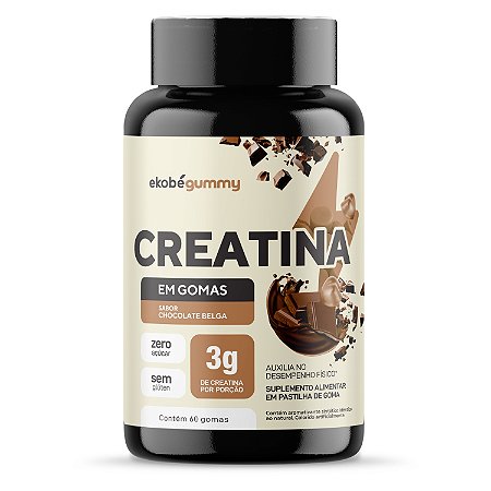 Creatina Gummy Chocolate Belga Ekobé 3g 60 Gomas Zero Açúcar