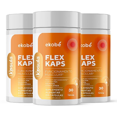 Kit 3x Kpsula Flex Kaps Ekobé PEA + Vit D + B6 + Magnésio + Zinco 30 Caps