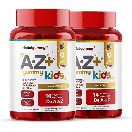 Kit 2x Multivitamínico Infantil Ekobé Gummy A-Z+ Kids S/ Açúcar Sabor Cereja 30 Gomas