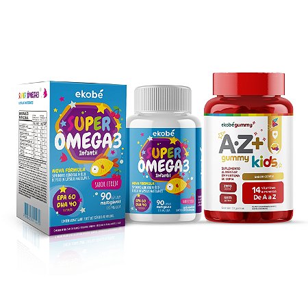 Combo Infantil Ekobé Kids Ômega 3 + AZ Gummy Vitaminas Crianças