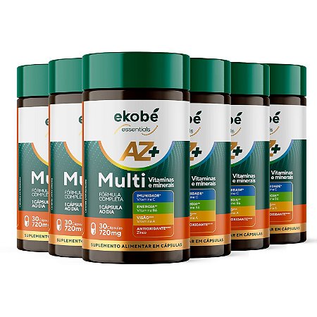 Kit 6x AZ+ Multi Vitaminas e Minerais Ekobé 30 Cápsulas Multivitamínico Adulto