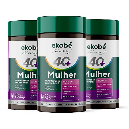 Kit 3x Multivitamínico Mulher 40+ Ekobé 30 Cápsulas Vitaminas e Minerais