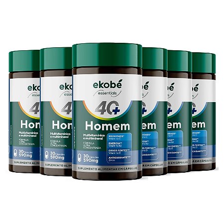 Kit 6x Multivitamínico Homem 40+ Ekobé 30 Cápsulas Imunidade e Energia