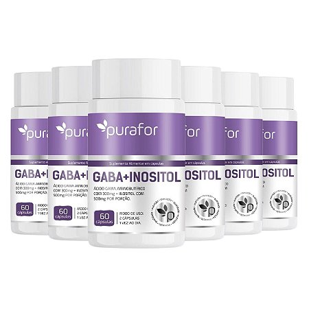 Kit 6x GABA + Inositol Purafor 60 Cápsulas | 300mg GABA + 500mg Inositol