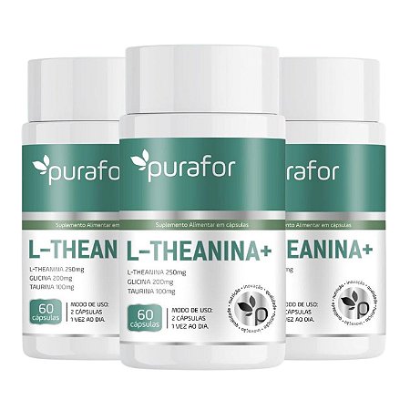 Kit 3x L-Teanina 250mg + Glicina e Taurina Purafor 60 Cápsulas