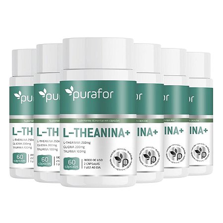 Kit 6x L-Teanina 250mg + Glicina e Taurina Purafor 60 Cápsulas