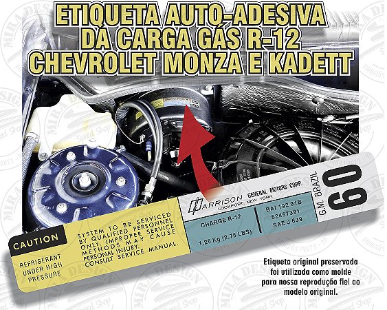 Adesivo HARRISON 60 Ar Condicionado R-12 GM MONZA e KADETT