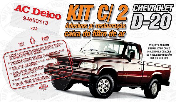 Kit 2 adesivos Caixa Filtro de Ar GM D-20 AC Delco - MANN