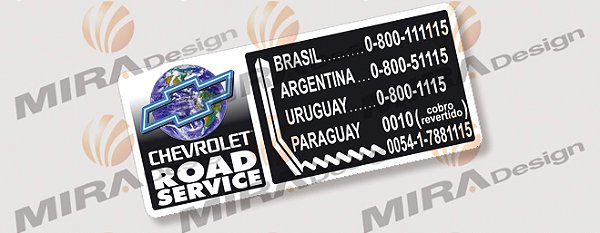 Adesivo CHEVROLET ROAD SERVICE 0-800 ano 2001 Diante 11x5
