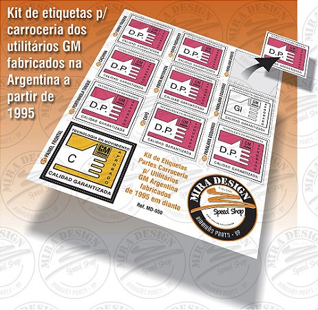 Jogo etiquetas CONTROLE DE QUALIDADE DA PINTURA GM Argentina 1995 em diante D-20 Silverado