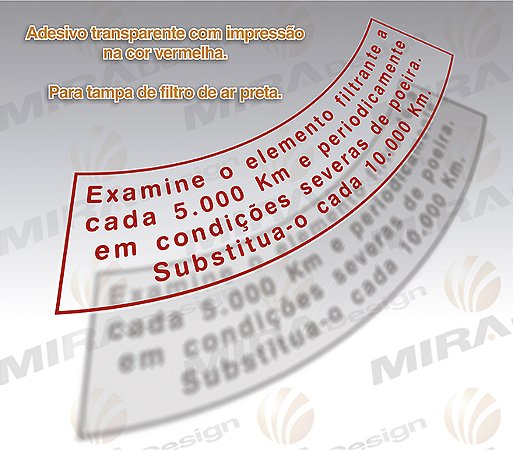 Adesivo Filtro de Ar VW Fusca Carburação Simples Seco (1/2 Lua)