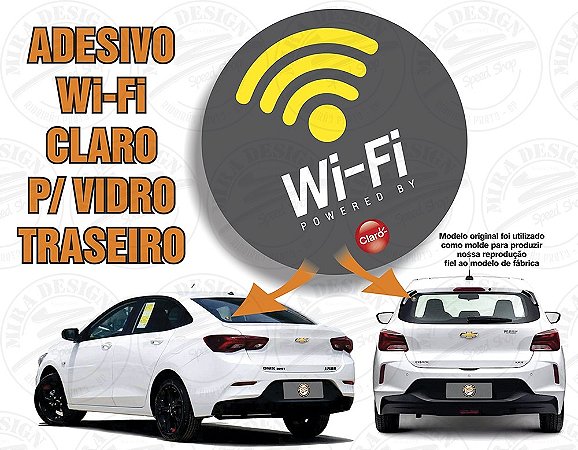 Adesivo WI-FI CLARO P/ Vidro Traseiro Veículos GM (redondo)