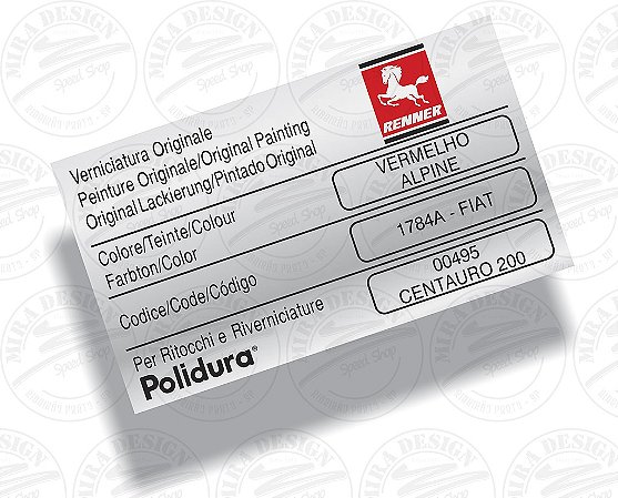 Adesivo Código Cor VERMELHO ALPINE Fiat Renner
