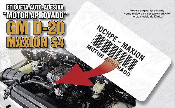 Adesivo MOTOR APROVADO IOCHPE Maxion S4 GM D-20