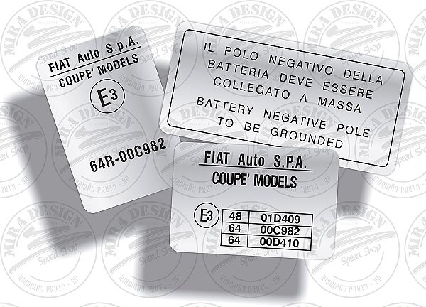 Kit 3 Adesivos Prateados p/ Travessa Frontal Cofre FIAT COUPÉ