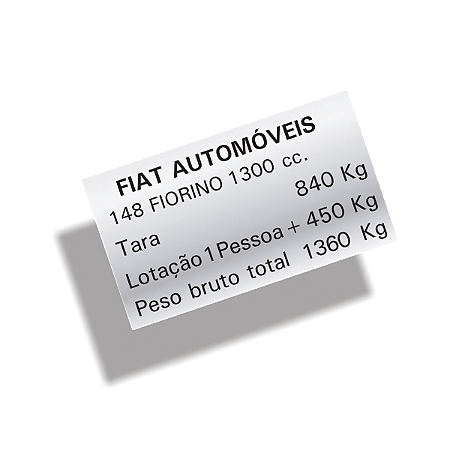 Etiqueta Adesiva Metalizada Fiat 148 FIORINO 147 1300cc