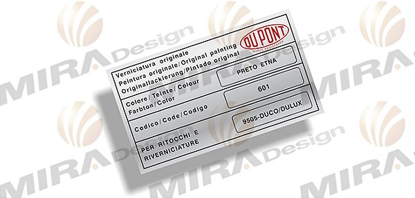 Adesivo Código Cor PRETO ETNA Fiat Dupont