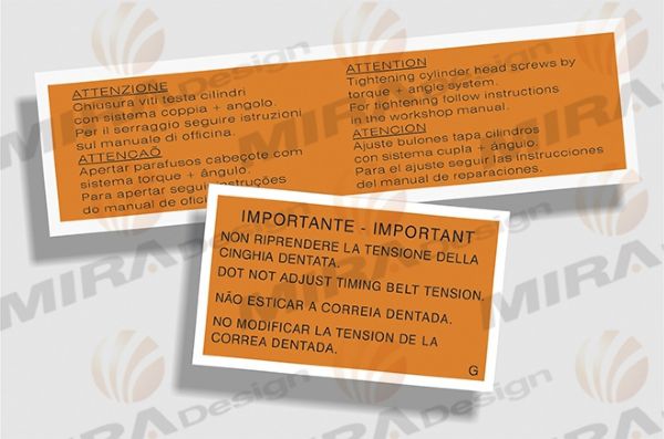Kit dos 2 Adesivos da capa correia dentada Fiat Tempra 2.0 8V ou Turbo